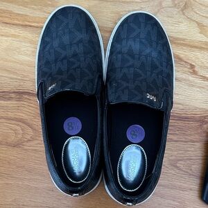 Michael Kors Black Patterned Slip-On Shoes